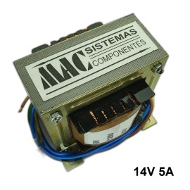 Transformador : 14VAC 5A 70W Maximo - Primario com 4 fios