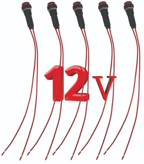 5 P�s 12v Olho De Boi Sinaleiro P/ Painel Led Ac/Dc Vermelho - Mac Sistemas