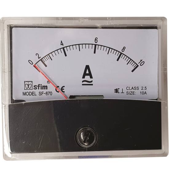 Ampermetro Analogico Ac/dc 10a Sf670 Com Terminais Em Lato