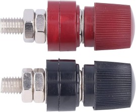 Borne conector Js-555 m8 - 8mm - 1 Par = 1Vermelho + 1Preto - Mac Sistemas
