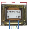 Transformador : 14VAC 5A 70W Maximo - Primario com 4 fios