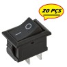 20 Ps Chave Gangorra Kcd1-101 6a/10a Preta 2 Terminais
